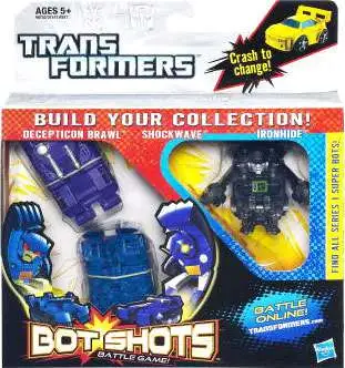 Transformers Bot Shots Battle Game Brawl, Shockwave, Ironhide Action Figure 3-Pack