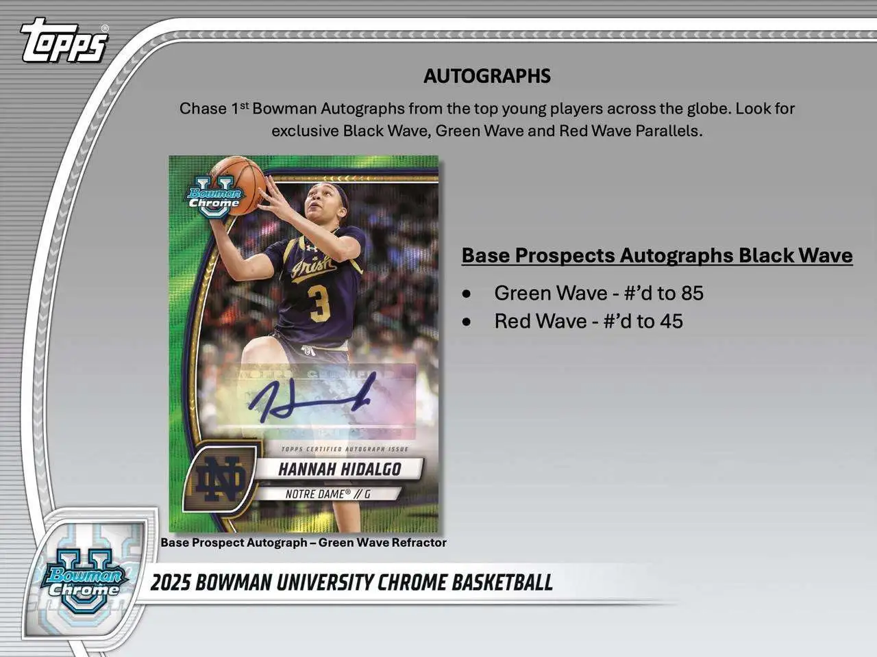 NCAA Topps 2024-25 Bowman University Chrome Basketball Trading Card MEGA Pack [6 Cards]