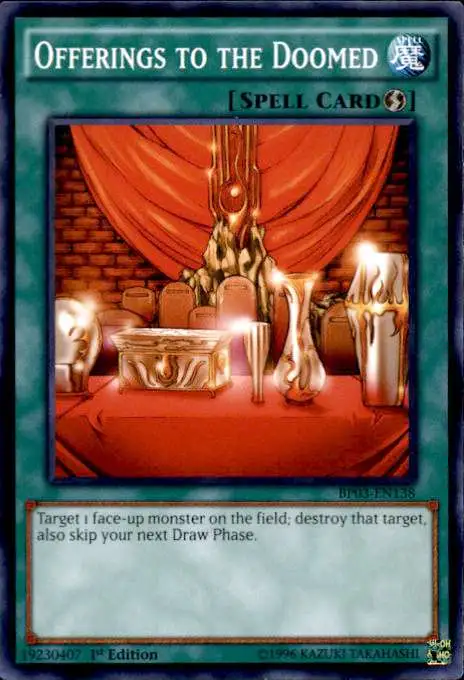 YuGiOh Battle Pack 3 Monster League Shatterfoil Rare Offerings to the Doomed BP03-EN138