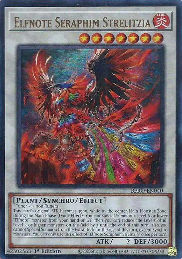 YuGiOh Trading Card Game Burst Protocol Ultra Rare Elfnote Seraphim Strelitzia BPRO-EN040