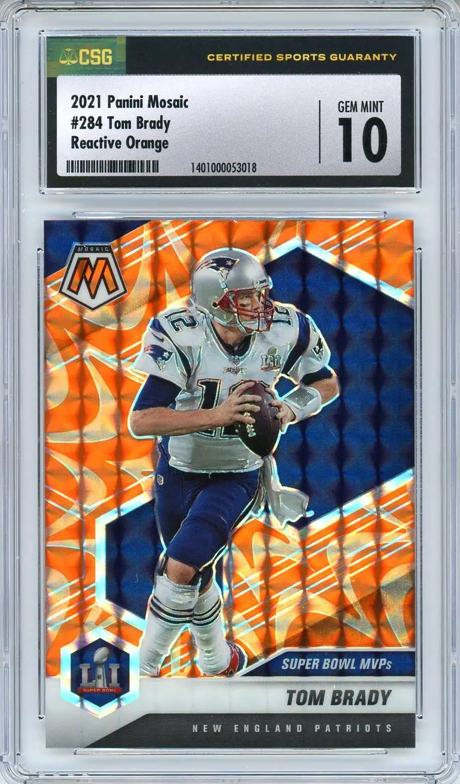 Tom Brady 2021 Panini Mosaic Mosaic Reactive Orange #283 MVP