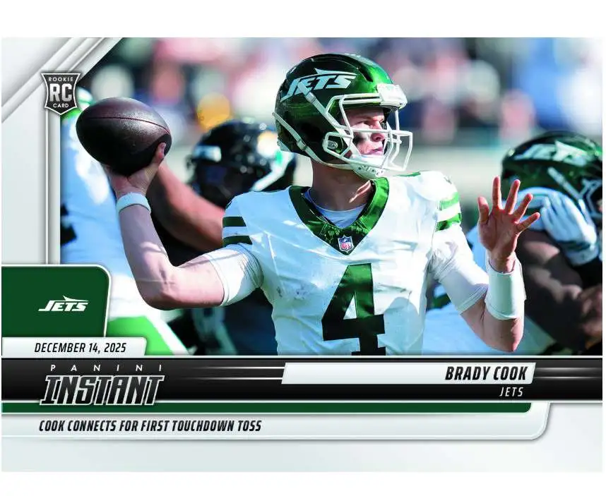 NFL New York Jets 2025 Instant Football /70 Brady Cook #331 [Rookie, Connects for 1st Touchdown Pass]