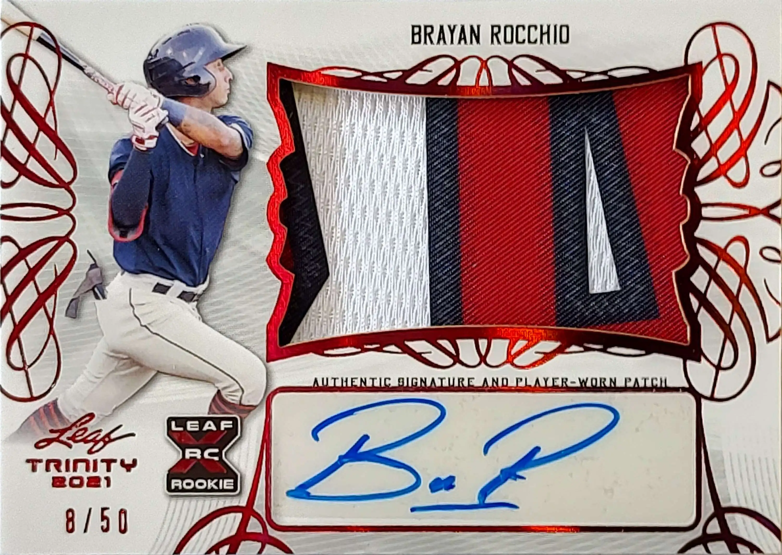 MLB Leaf Trinity 2021 Brayan Rocchio PA-BR1 [(8/50) Signature and Worn Patch]