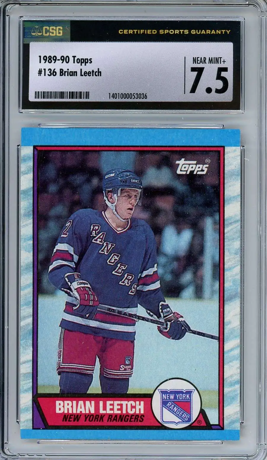 NHL 1989-90 Topps Brian Leetch #136 [CSG 7.5]