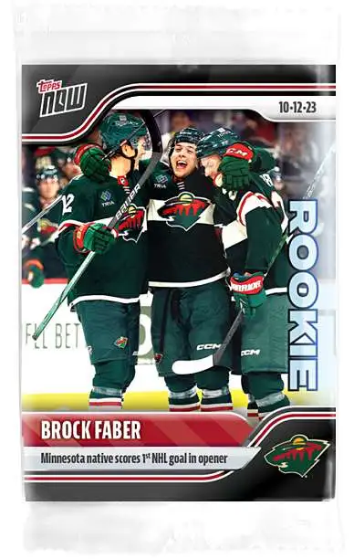 NHL Minnesota Wild 2023-24 NOW Hockey Brock Faber Single Sticker Card #9 [Rookie, Minnesota Native Scores 1st NHL Goal in Opener]