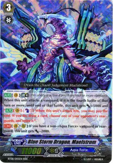 Cardfight Vanguard Blue Storm Armada Triple Rare RRR Blue Storm Dragon, Maelstrom BT08-005