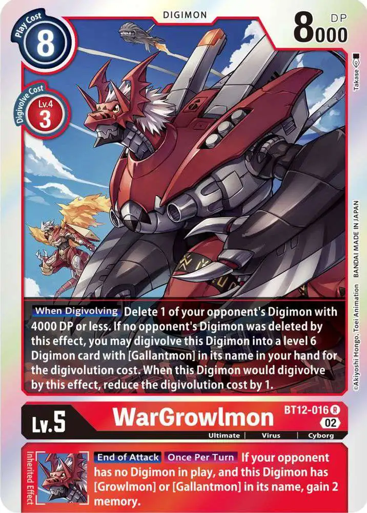 Digimon Trading Card Game Across Time Rare WarGrowlmon BT12-016