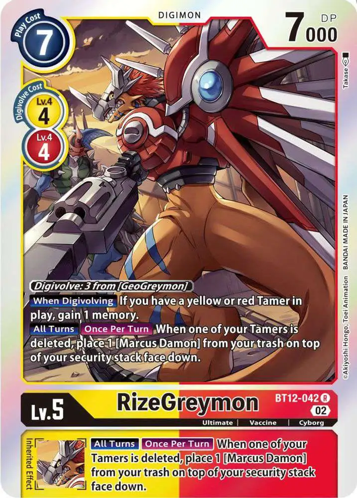 Digimon Trading Card Game Across Time Rare RizeGreymon BT12-042