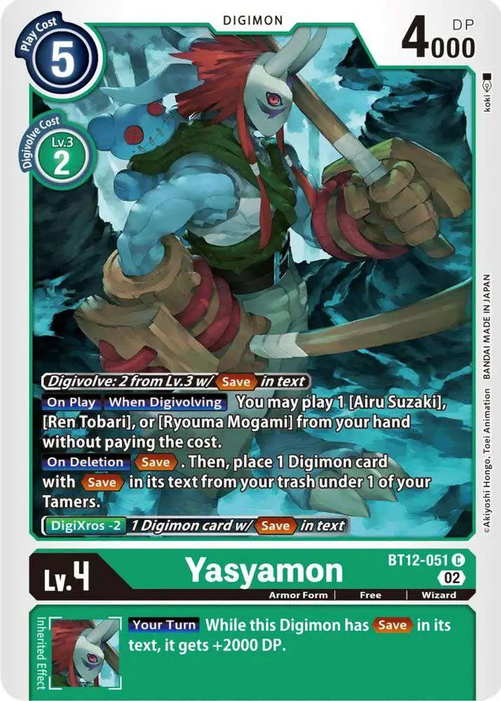 Digimon Trading Card Game Across Time Common Yasyamon BT12-051