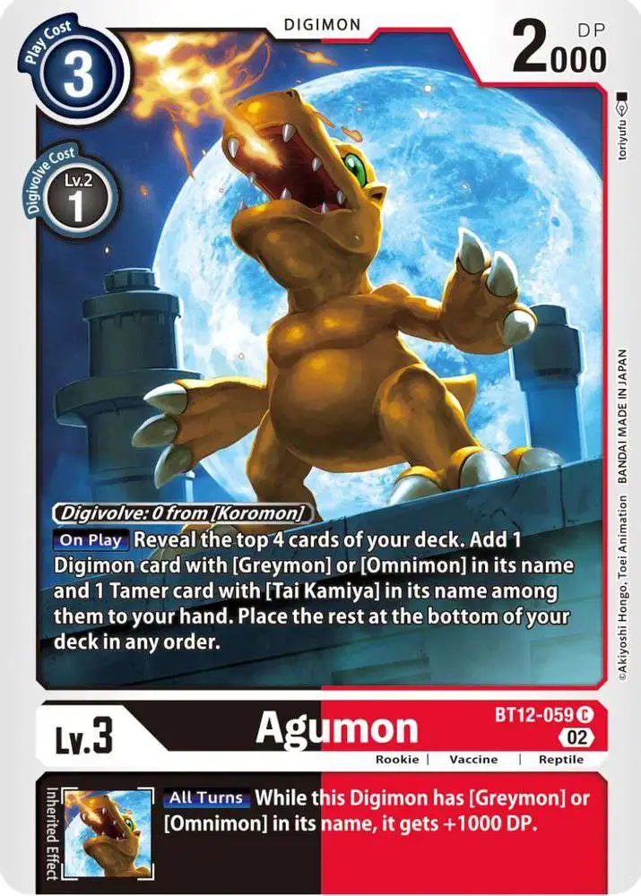 Digimon Trading Card Game Across Time Common Agumon - BT12-059 BT12-059