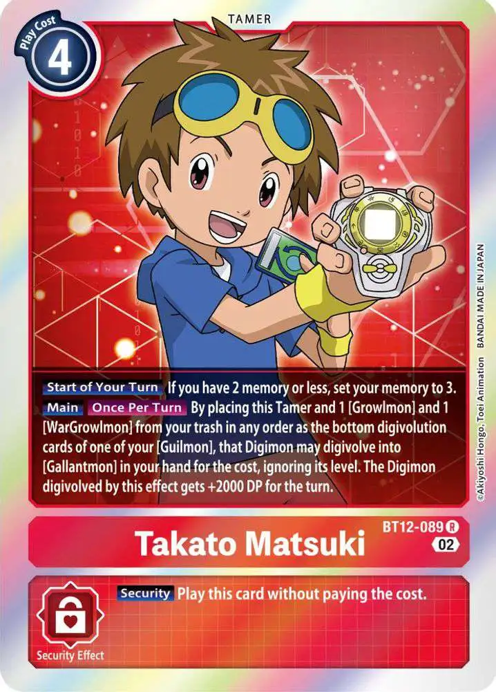 Digimon Trading Card Game Across Time Rare Takato Matsuki BT12-089