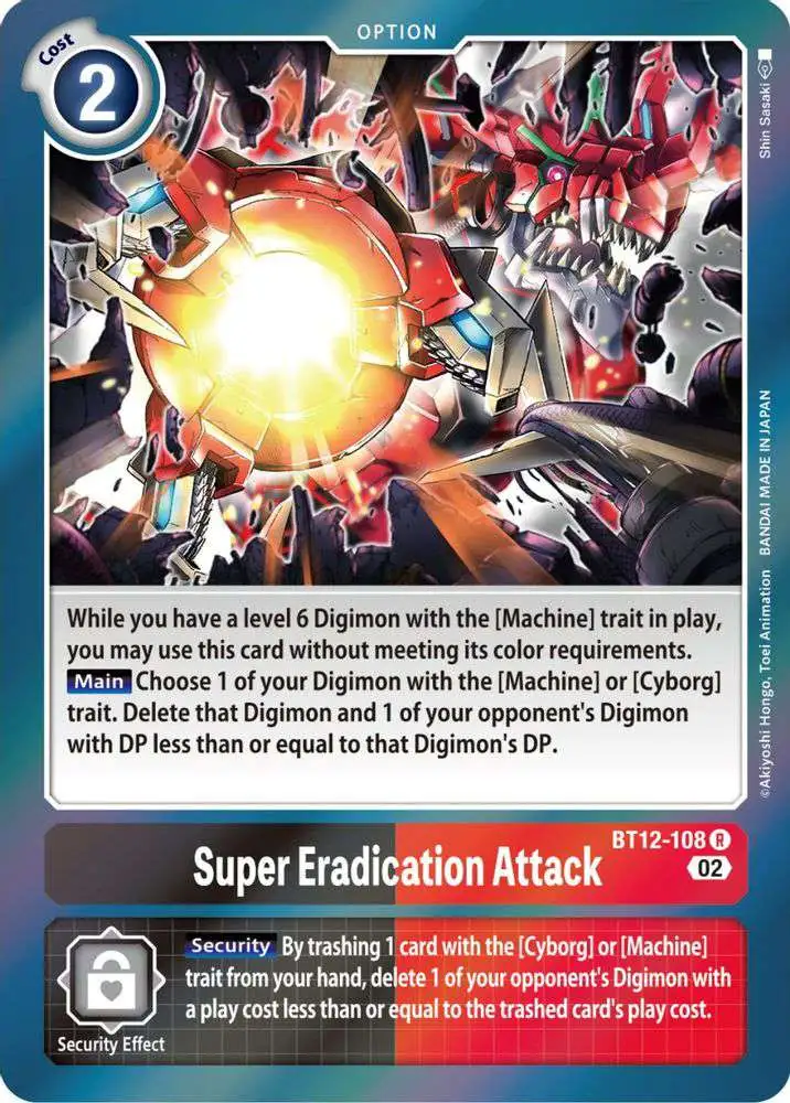 Digimon Trading Card Game Across Time Rare Super Eradication Attack BT12-108