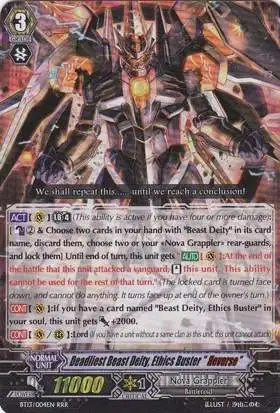 Cardfight Vanguard Catastrophic Outbreak Triple Rare RRR Deadliest Beast Deity, Ethics Buster "Reverse" BT13/004