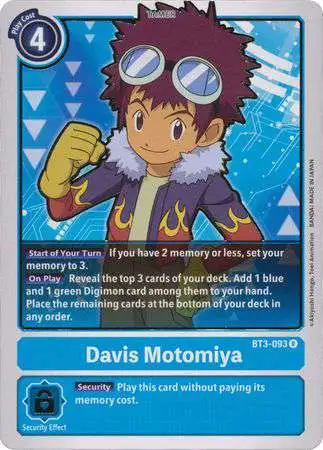 Digimon Trading Card Game Release Special Booster Rare Davis Motomiya Bt3-093