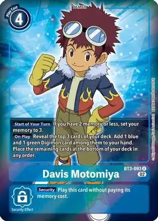 Digimon Trading Card Game Rare Davis Motomiya Bt3-093 [Alternate Art]
