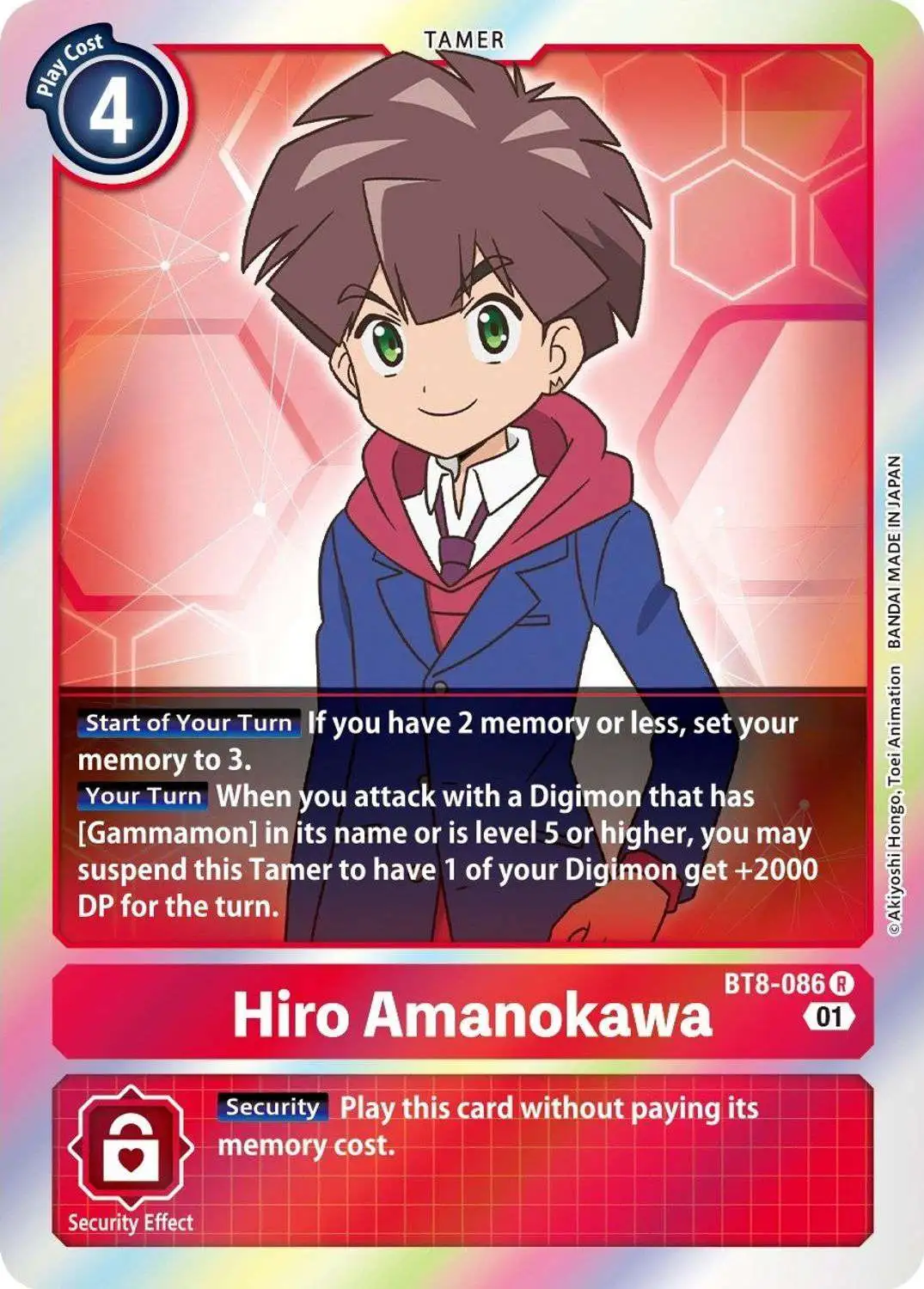 Digimon New Awakening Rare Hiro Amanokawa BT8-086