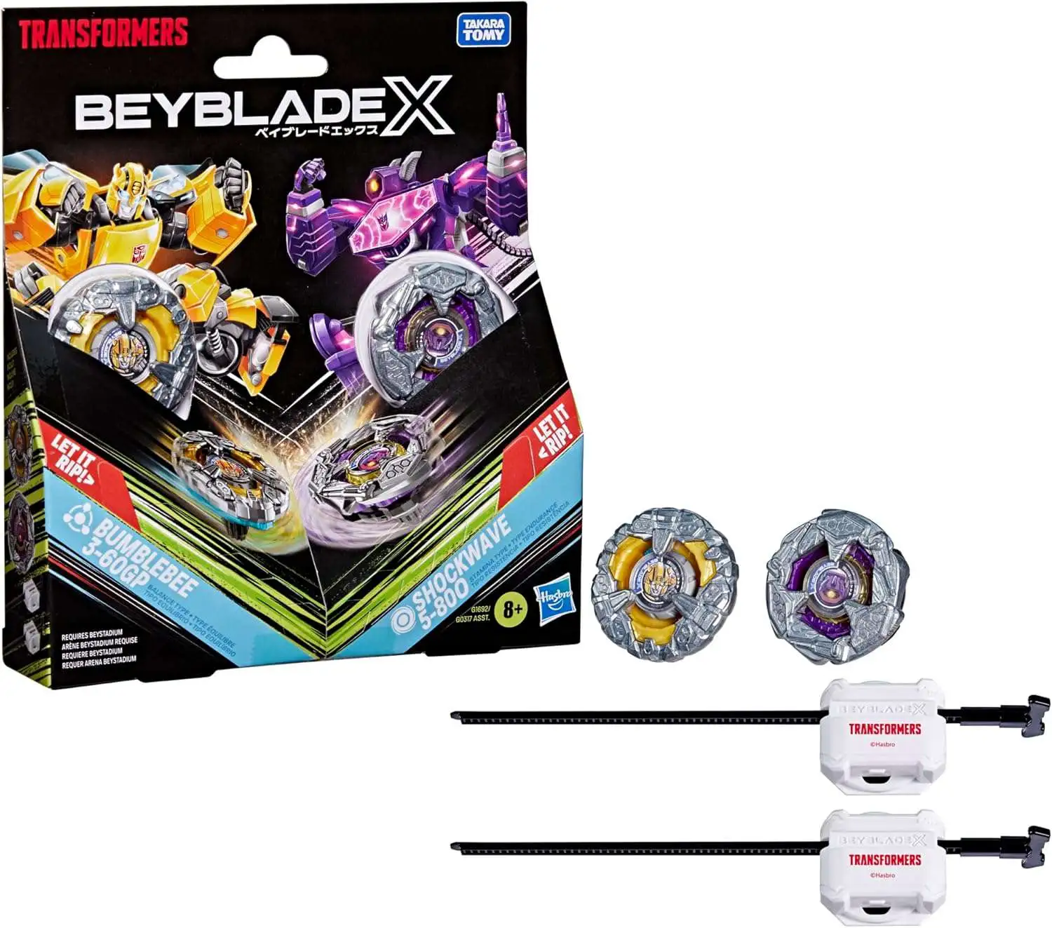 Beyblade X Transformers Bumblebee 3-60GP vs. Shockwave 5-80O Exclusive Multi-Pack Set