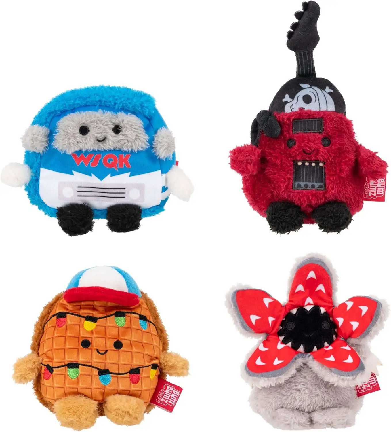 BumBumz Stranger Things Waffle, Demogorgon, Van, Eddie's Guitar 7.5-Inch Plush 4-Pack