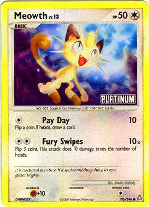 Pokemon Trading Card Game Holo Rare Meowth #106 [2009 Burger King] [Lightly Played]