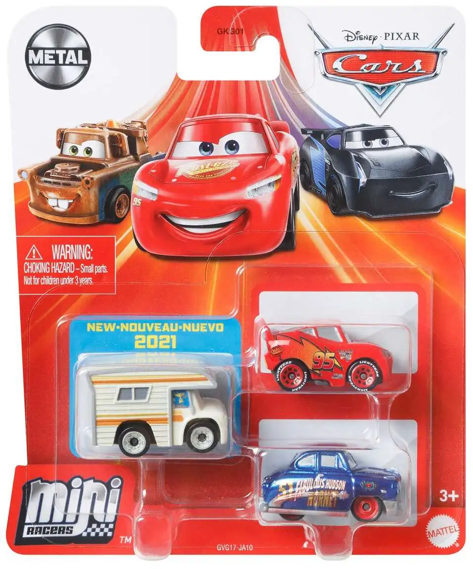Disney Pixar Cars Die Cast Metal Mini Racers Larry Camper, Fabulous Hudson  Hornet Lightning McQueen Car 3-Pack Mattel - ToyWiz