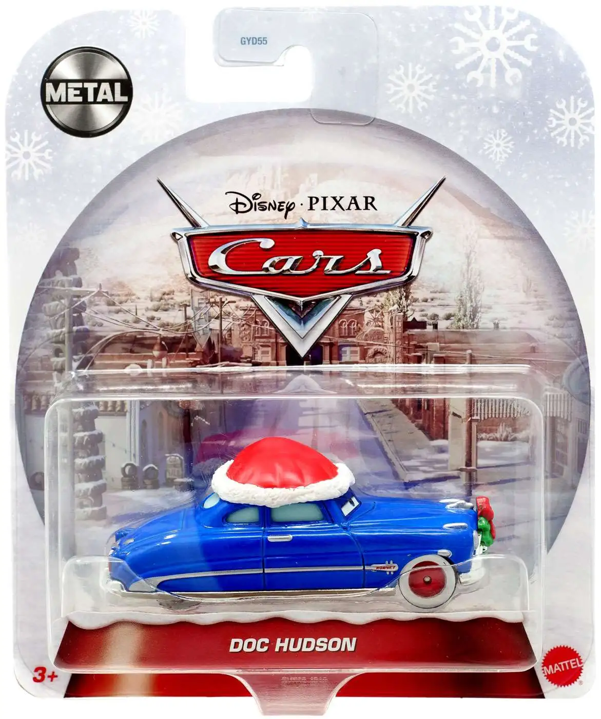 Disney / Pixar Cars Cars Holiday Metal Doc Hudson with Santa Hat Diecast Car [Damaged Package]