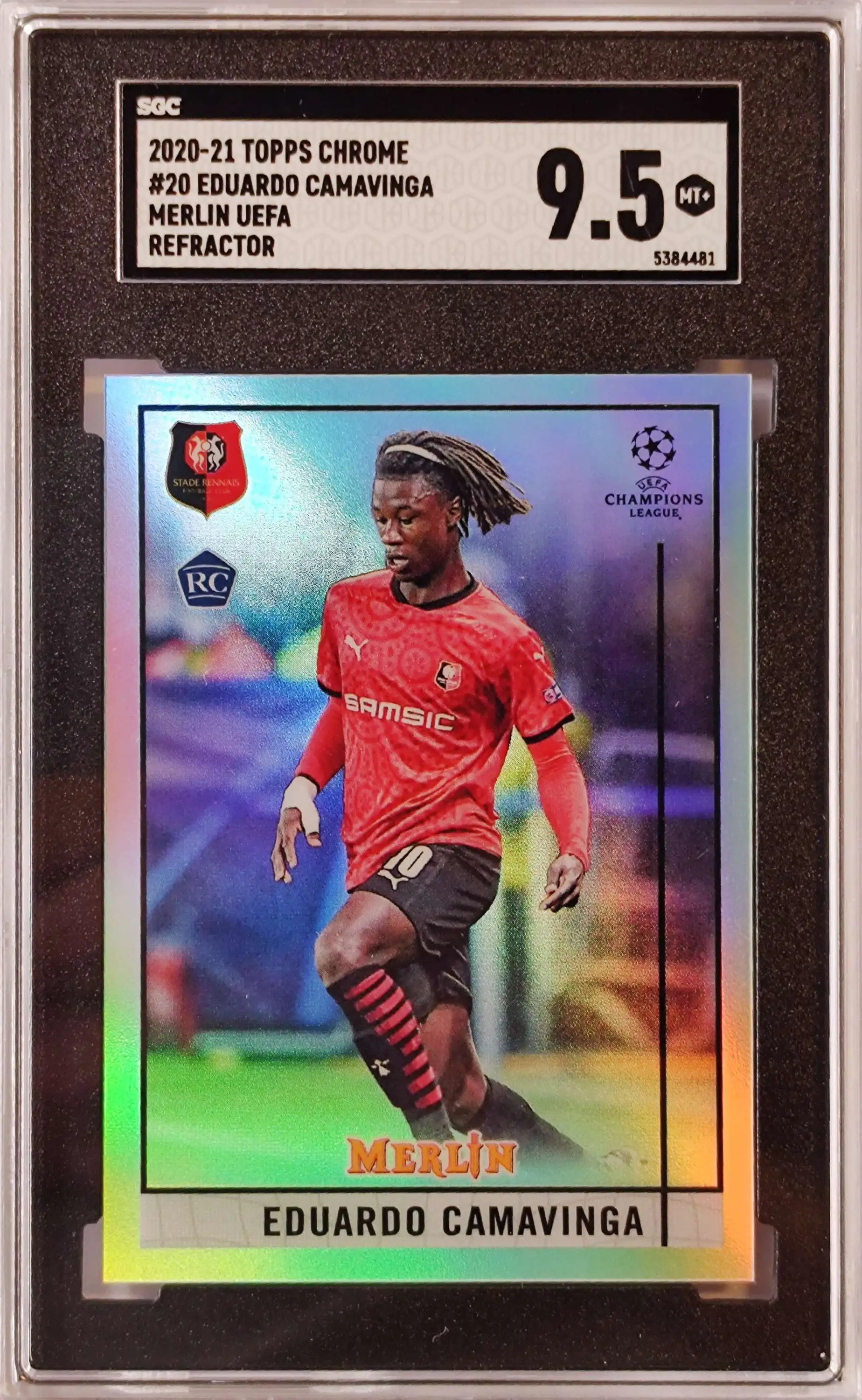 UEFA 2020-21 Topps Chrome SGC 9.5 Eduardo Camavinga Trading Card #20  [Refractor]