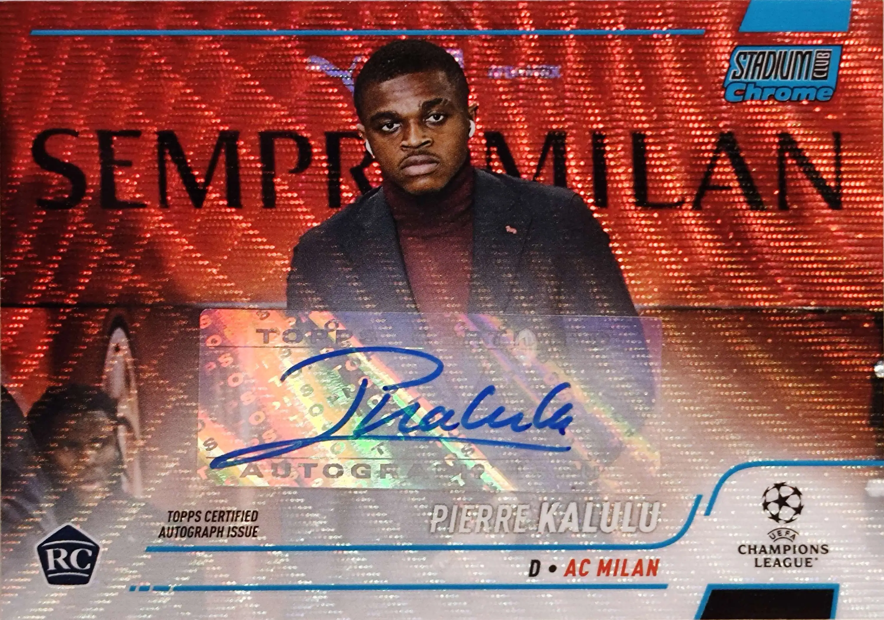 2020-21 Topps Stadium Club Chrome UEFA Pierre Kalulu 37/75 Trading Card  CA-PK [Autographed]