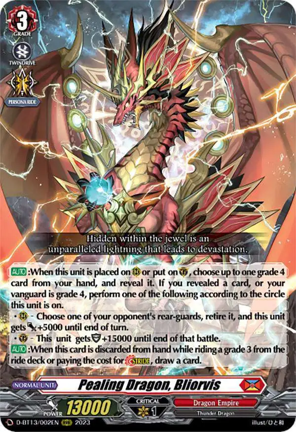 Cardfight Vanguard Flight of Chakrabarthi Triple Rare Pealing Dragon, Bliorvis D-BT13/002EN
