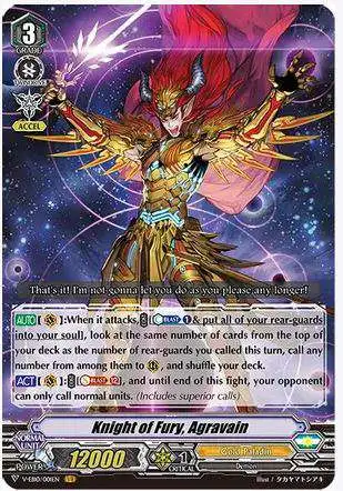 Cardfight Vanguard The Mysterious Fortune VR Vanguard Rare Knight of Fury, Agravain V-EB10/001