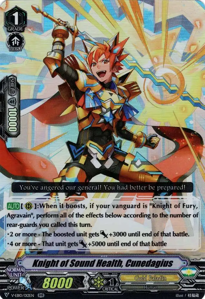 Cardfight Vanguard The Mysterious Fortune RR Rare Knight of Sound Health, Cunedagius V-EB10/012