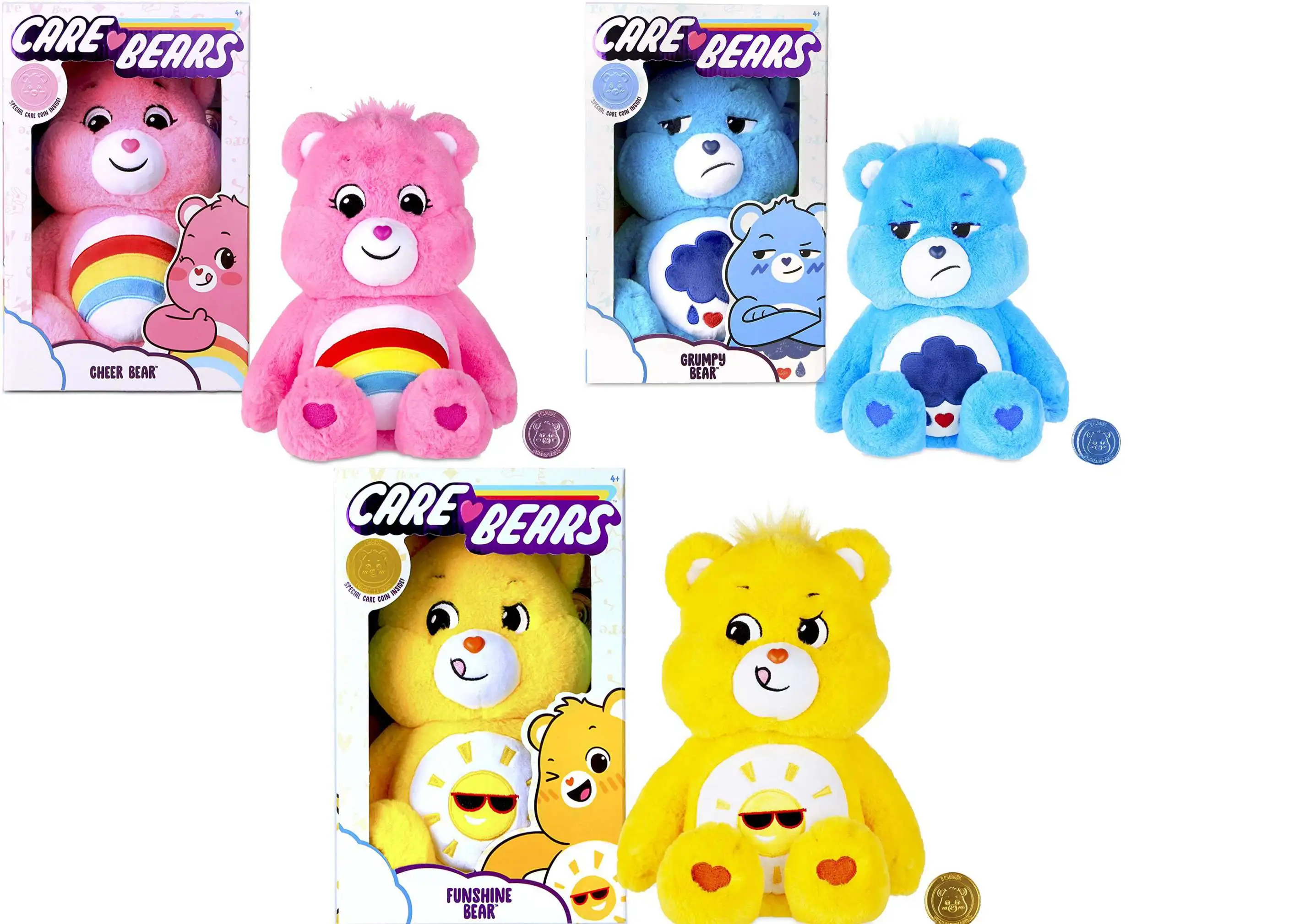Care Bears Funshine Bear 14-Inch Plush with Collectible Coin 