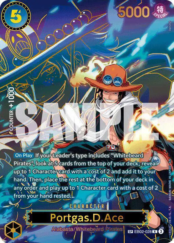 One Piece Trading Card Game Carrying On His Will Single Card Rare Portgas.D. Ace - EB02-028 EB02-028 SP - ToyWiz One Piece Trading Card Game Carrying On His Will Single Card Rare Portgas.D. Ace - EB02-028 EB02-028 SP - ToyWiz