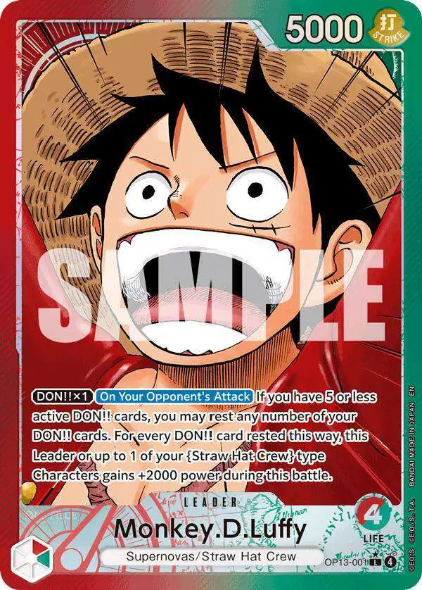 One Piece Trading Card Game Carrying On His Will Leader Monkey.D.Luffy OP13-001 [Alternate Art]