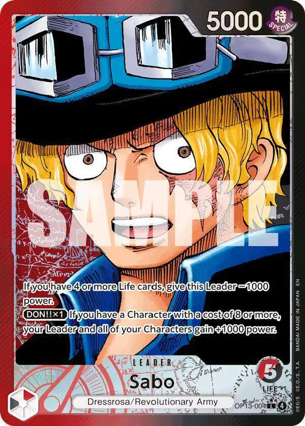 One Piece Trading Card Game Carrying On His Will Leader Sabo OP13-004 [Alternate Art]