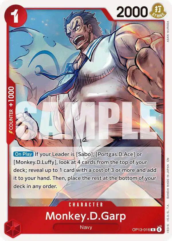 One Piece Trading Card Game Carrying On His Will Rare Monkey.D.Garp OP13-016