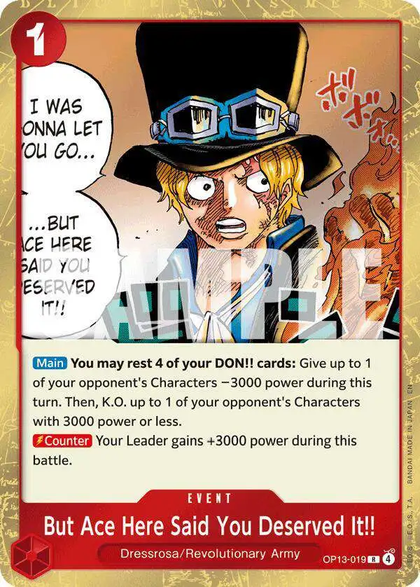 One Piece Trading Card Game Carrying On His Will Single Card Rare But Ace  Here Said You Deserved It OP13-019 - ToyWiz