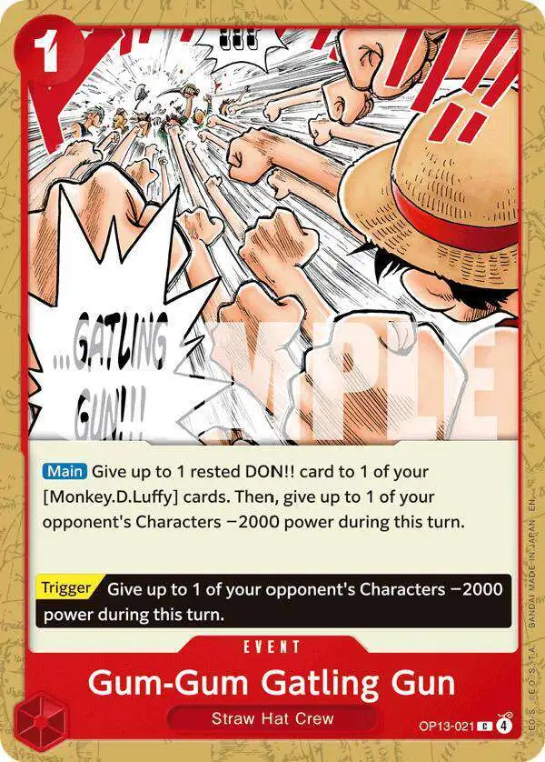 One Piece Trading Card Game Carrying On His Will Common Gum-Gum Gatling Gun OP13-021