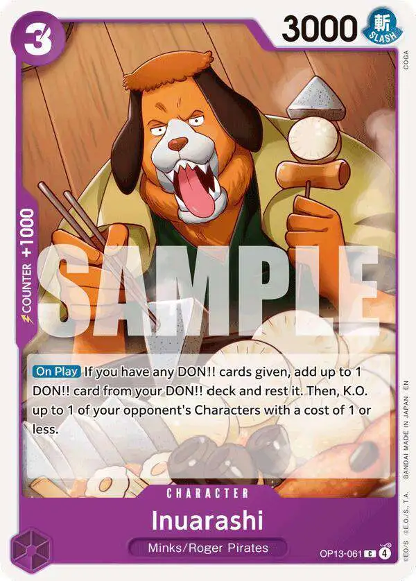 One Piece Trading Card Game Carrying On His Will Common Inuarashi OP13-061