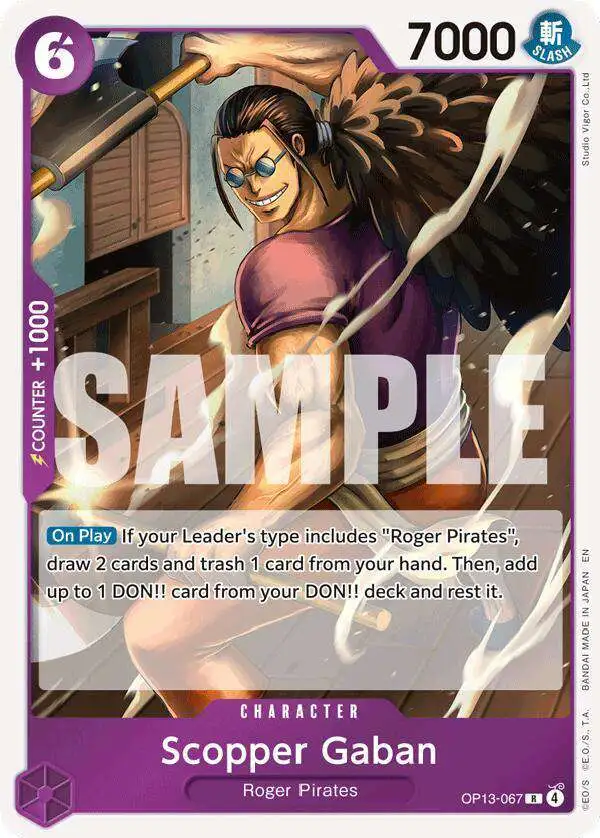 One Piece Trading Card Game Carrying On His Will Rare Scopper Gaban OP13-067