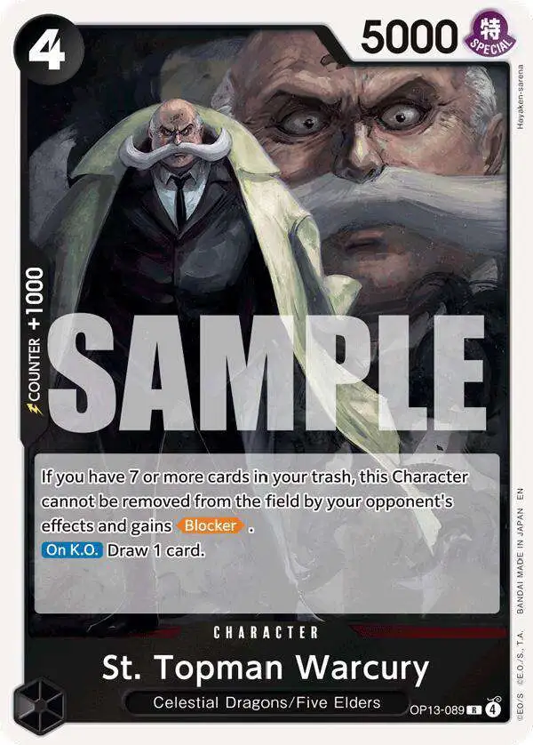 One Piece Trading Card Game Carrying On His Will Rare St. Topman Warcury OP13-089