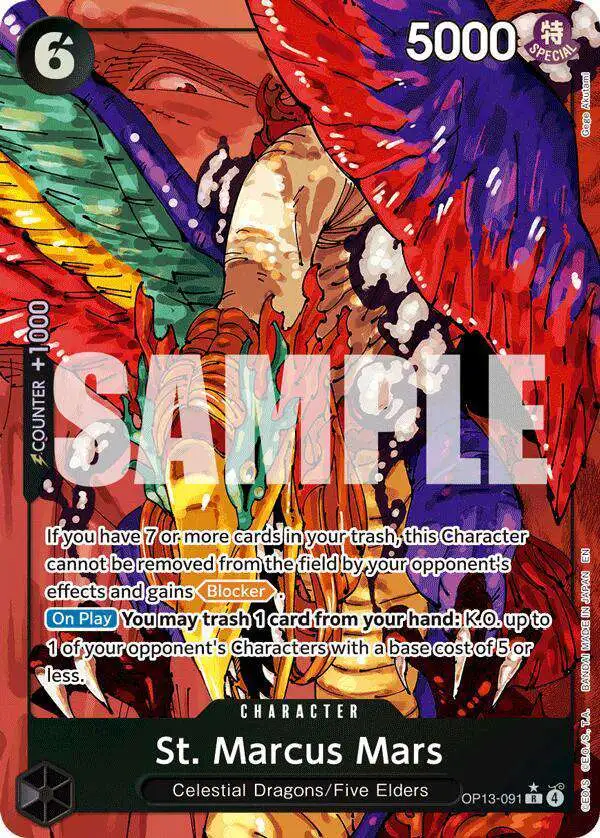 One Piece Trading Card Game Carrying On His Will Rare St. Marcus Mars OP13-091 [Alternate Art]