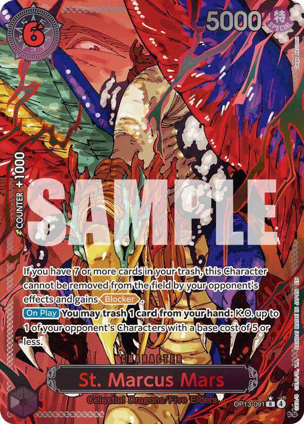 One Piece Trading Card Game Carrying On His Will Rare St. Marcus Mars OP13-091 [Parallel]
