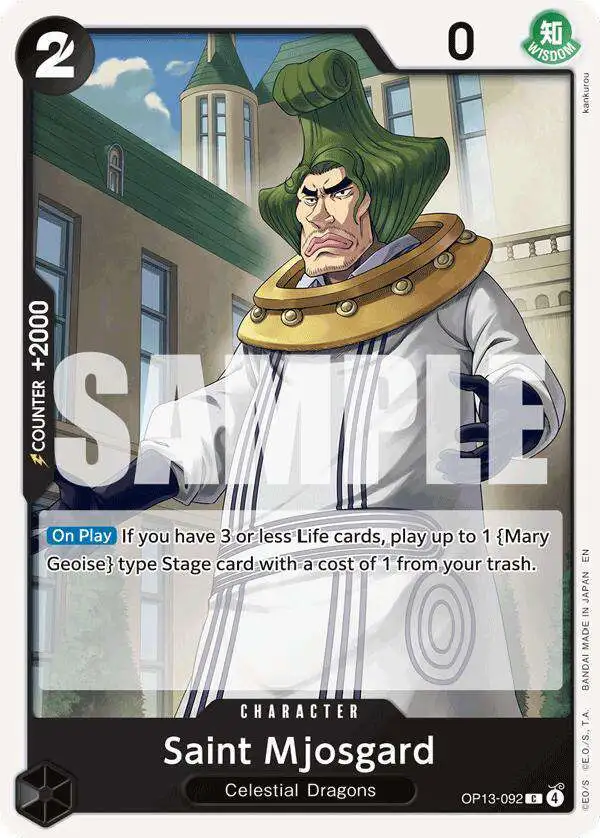 One Piece Trading Card Game Carrying On His Will Common Saint Mjosgard OP13-092
