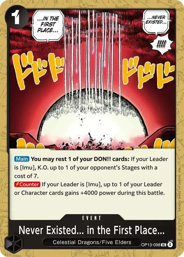 One Piece Trading Card Game Carrying On His Will Uncommon Never Existed... in the First Place... OP13-098