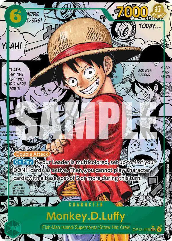 One Piece Trading Card Game Carrying On His Will Monkey.D.Luffy OP13-118  [Manga] [Lightly Played]