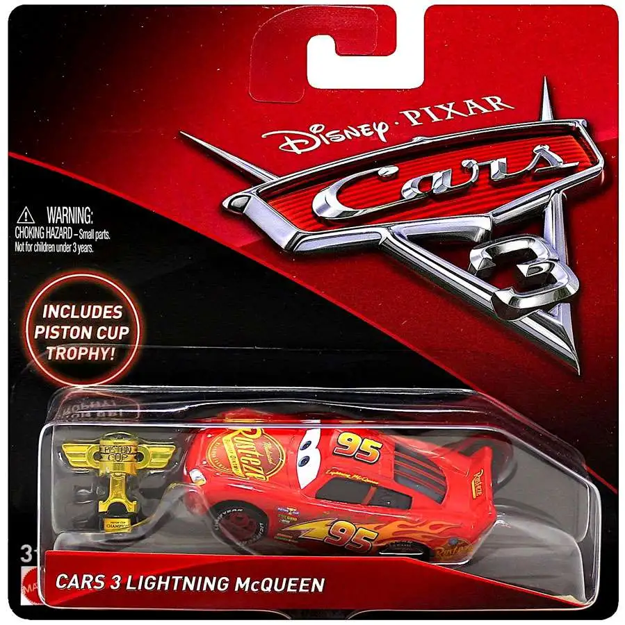 Spielzeug Spielzeugautos Lightning McQueen Cars 3 Fahrzeug & Piston Cup  Trophy Mattel LA2447326