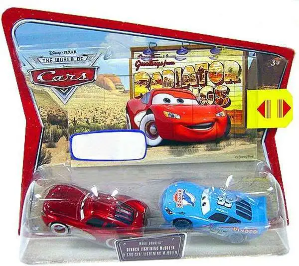 Disney / Pixar Cars The World of Cars Movie Doubles Dinoco & Cruisin'  Lightning McQueen Exclusive Diecast Car 2-Pack