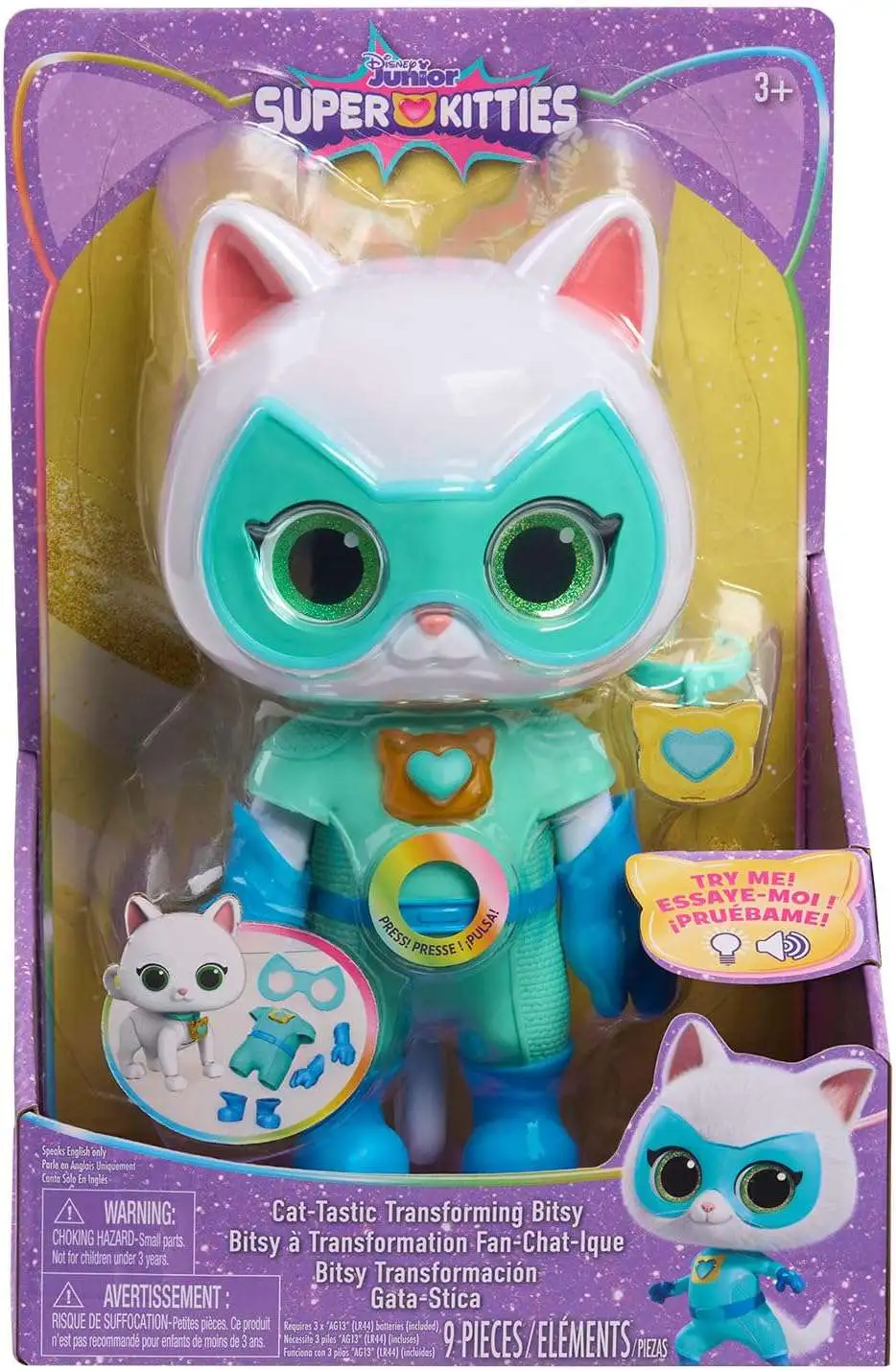 Disney Junior SuperKitties Cat-Tastic Bitsy Transforming Figure Lights ...