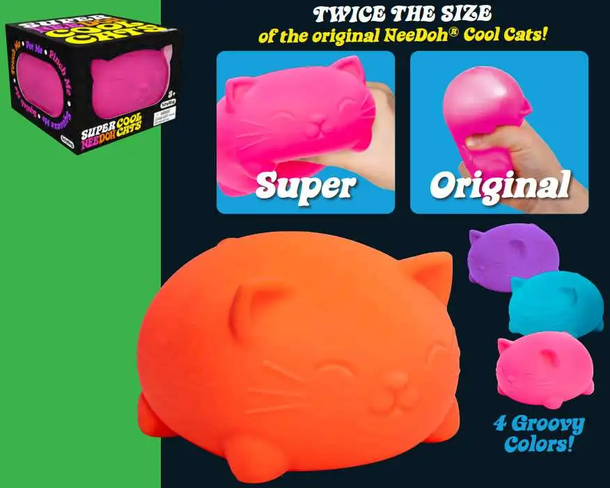 NeeDoh The Groovy Glob Super Cool Cats Stress Ball [1 RANDOM Color, Damaged Package]