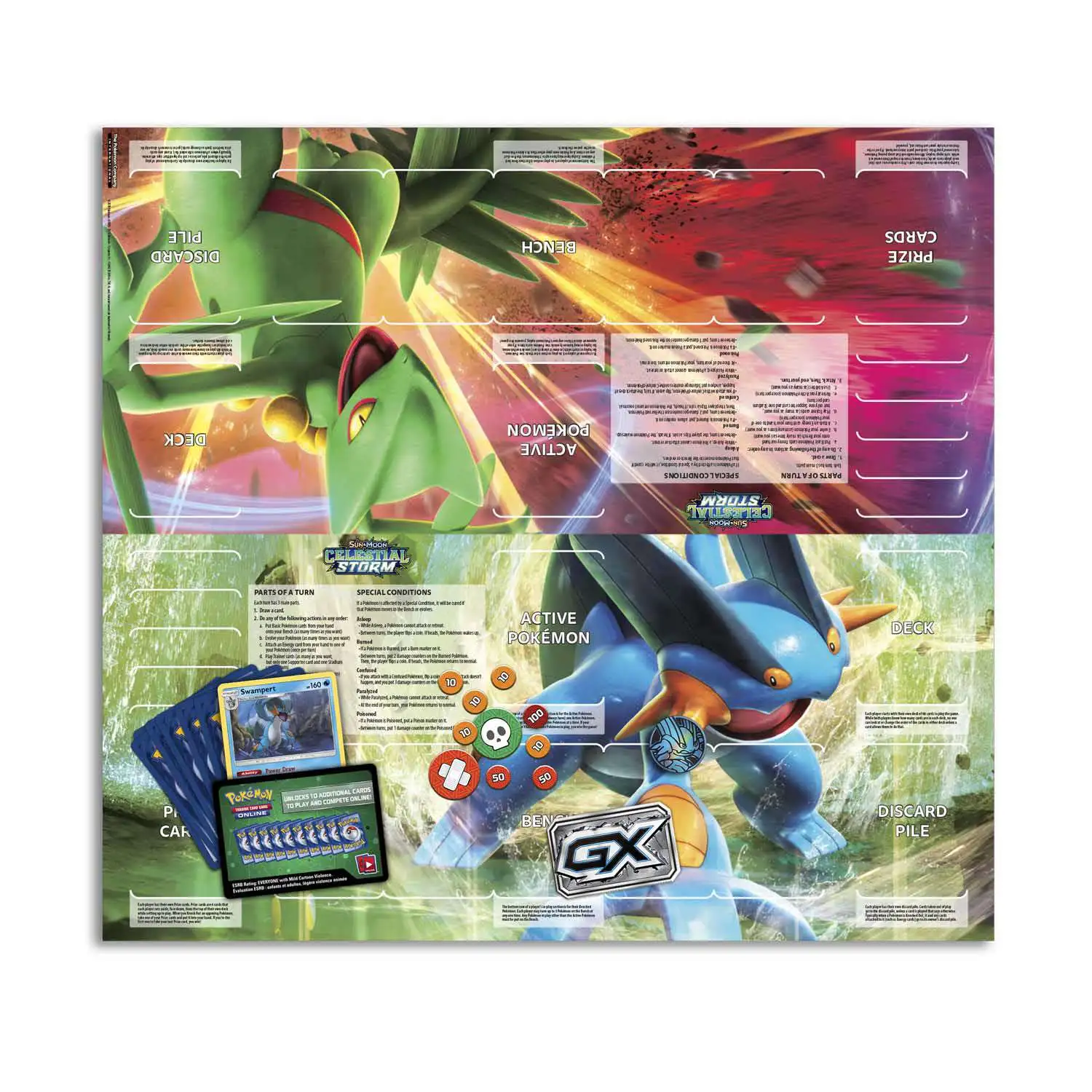 Pokemon Sun & Moon Celestial Storm Leaf Charge Theme Deck 60 Card Placemat for sale online 